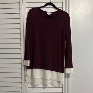 Susan Graver Burgundy Long Sleeve Tunic
